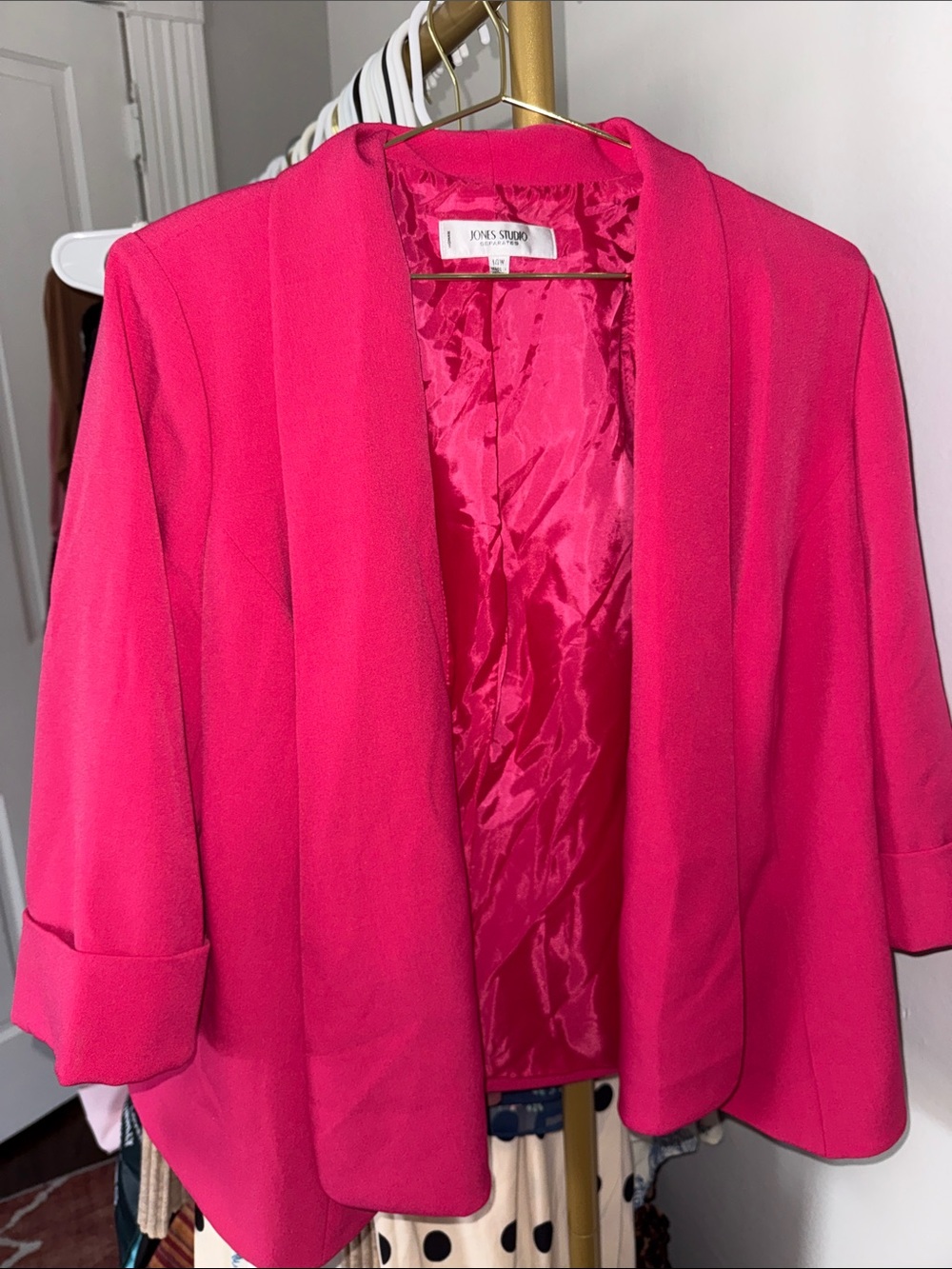 Jones New York Women's Hot Pink Open Front Blazer Jacket